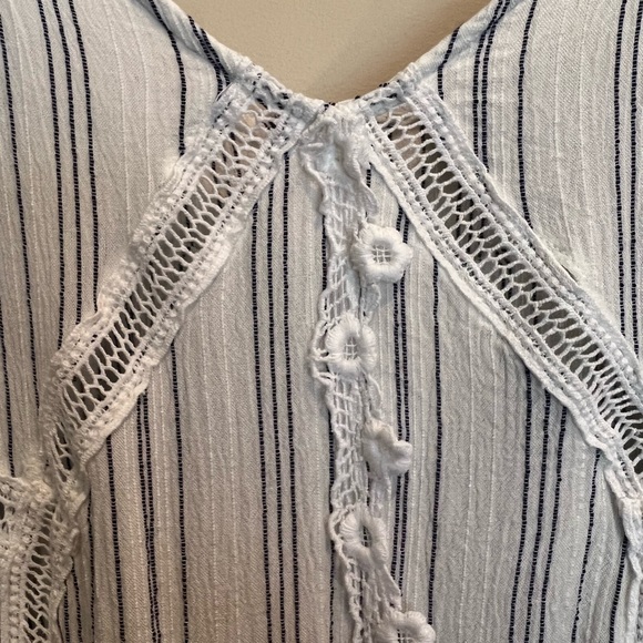 ASOS Blu/whiteStripe Peasant Dress w/embroidery Detail Sz US 10 - Picture 2 of 10